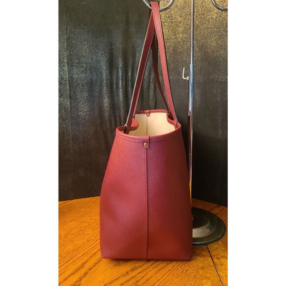 Michael Kors Reversible Tote Burgundy Cream With Matching Leather Insert - Picture 4 of 13